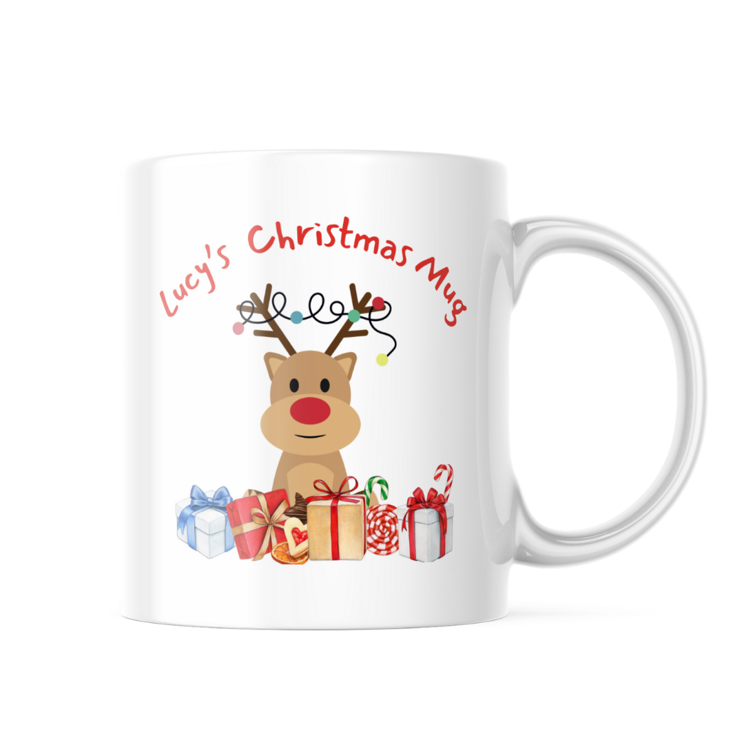 Personalised Christmas Raindeer Mug