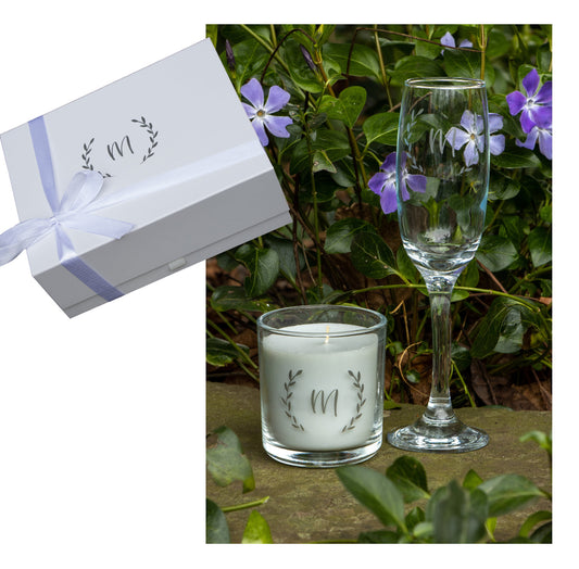 Gift Box Set - Personalised Glass & Candle set.