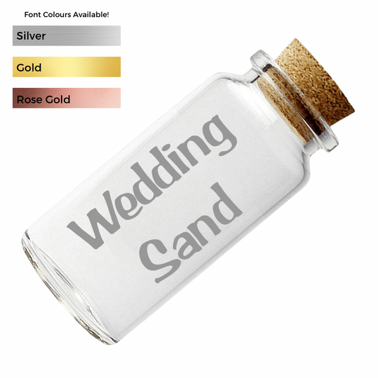 Memory Sand bottle. Honeymoon/holiday/wedding keepsake mini glass bottle with cork lid